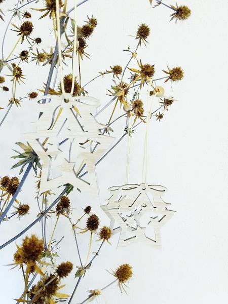 Holzanhänger Stern mit Schleife